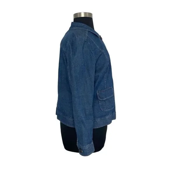 Cherokee XXL 1X Medium Wash Denim Button Down Top Y2K Big Shirt Pockets Western - Picture 3 of 10